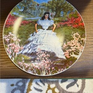 Decorative Plate with Victorian Lady in Garden